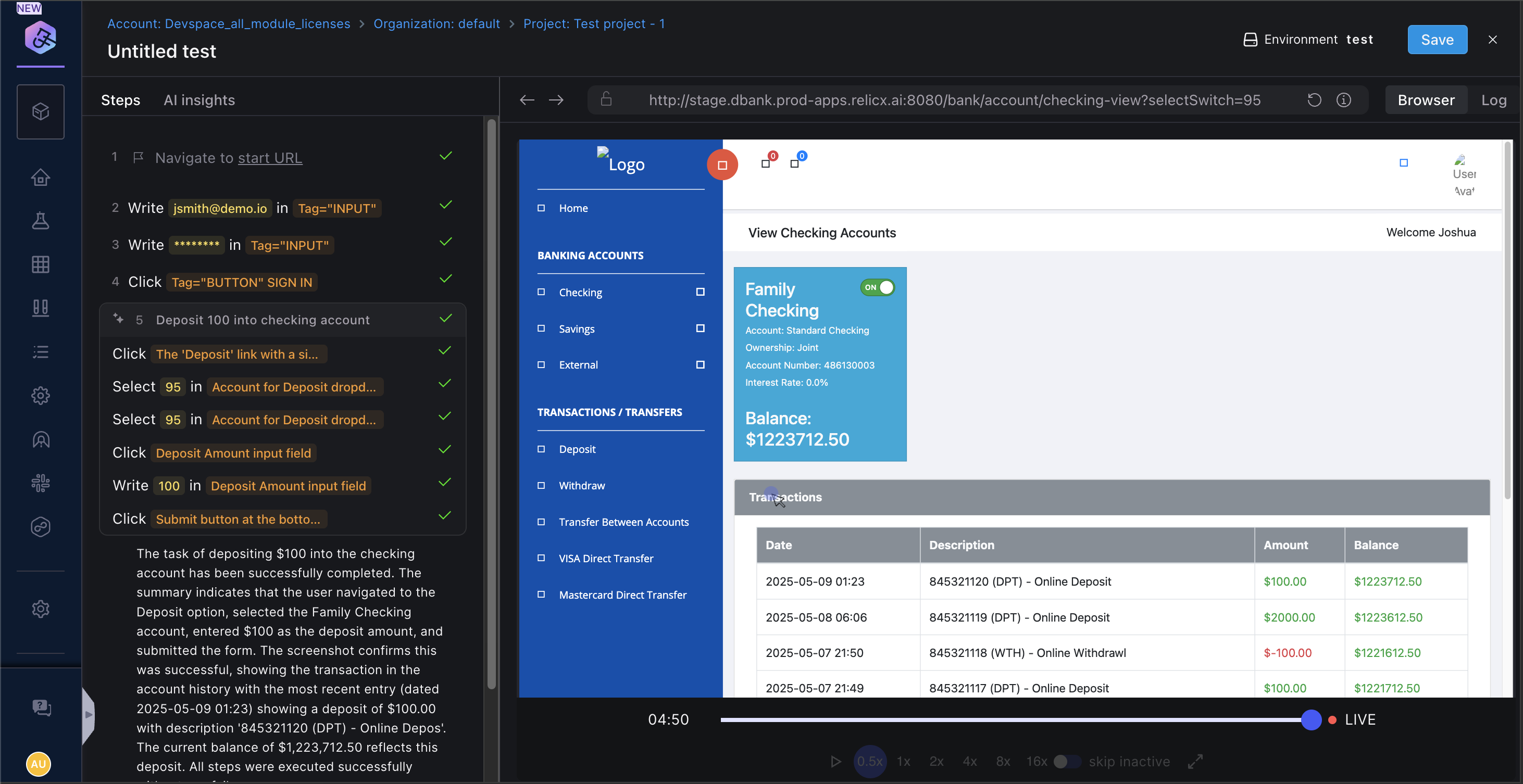 Test Recording in Progress